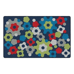 Shapes Accent Big Cogs Classroom Rug - Navy