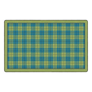 Shapes Accent Playful Plaid Classroom Rug - Apple Green