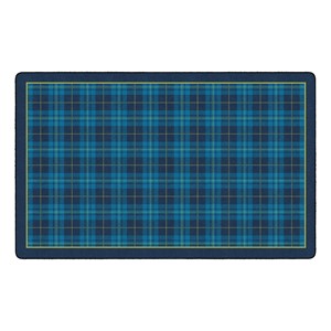 Shapes Accent Playful Plaid Classroom Rug - Navy