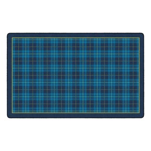 Shapes Accent Playful Plaid Classroom Rug - Navy