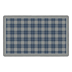 Shapes Accent Playful Plaid Classroom Rug - Gray