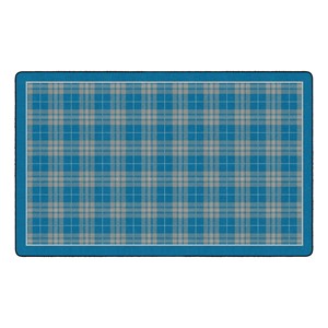 Shapes Accent Playful Plaid Classroom Rug - Brilliant Blue