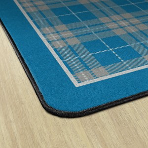 Shapes Accent Playful Plaid Classroom Rug - Corner