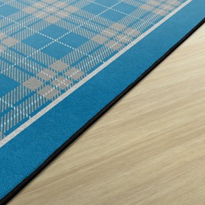 Shapes Accent Playful Plaid Classroom Rug - Edge