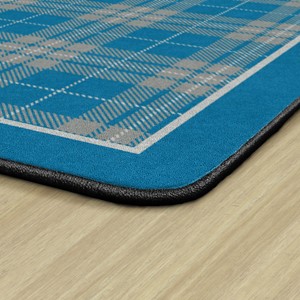 Shapes Accent Playful Plaid Classroom Rug - Corner