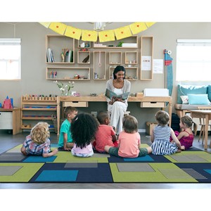 Shapes Accent Block Line Classroom Rug