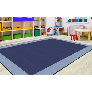 Explorer Series Solid Classroom Rug w/ Color Block Border - Rectangle (7' 6'  W x 12' L) - FOREST