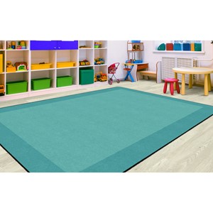 Explorer Series Solid Classroom Rug w/ Color Block Border - Rectangle (7' 6'  W x 12' L) - DEEP SEA