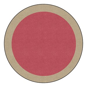 Explorer Series Solid Classroom Rug w/ Color Block Border - Round -  (6' Diameter) - DESERT