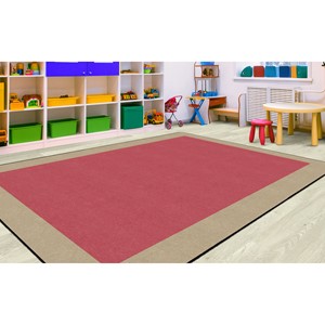 Explorer Series Solid Classroom Rug w/ Color Block Border - Rectangle (7' 6'  W x 12' L) - DESERT