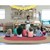 Explorer Series Solid Classroom Rug w/ Color Block Border - Oval (7' 6'  W x 12' L) -DESERT