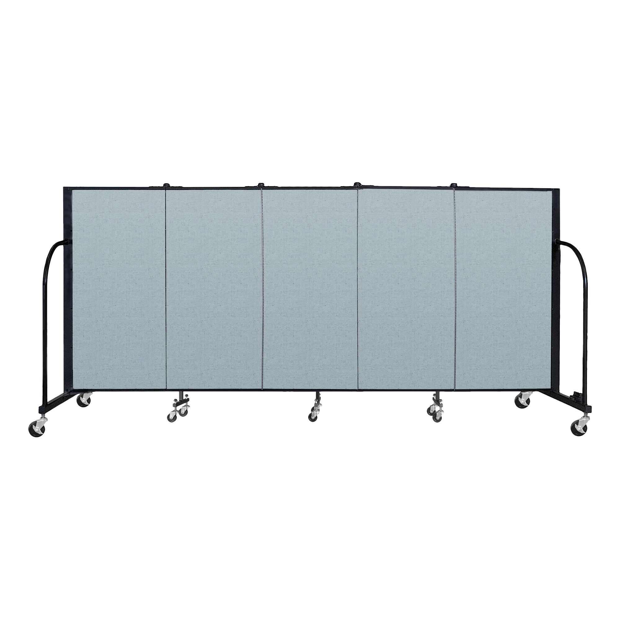 4' H Vinyl Freestanding Portable Partition - 5 Panels (9' 5" L) - Blue Tide