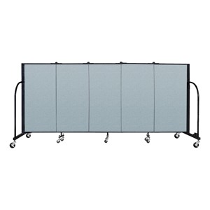 4' H Vinyl Freestanding Portable Partition - 5 Panels (9' 5" L) - Blue Tide