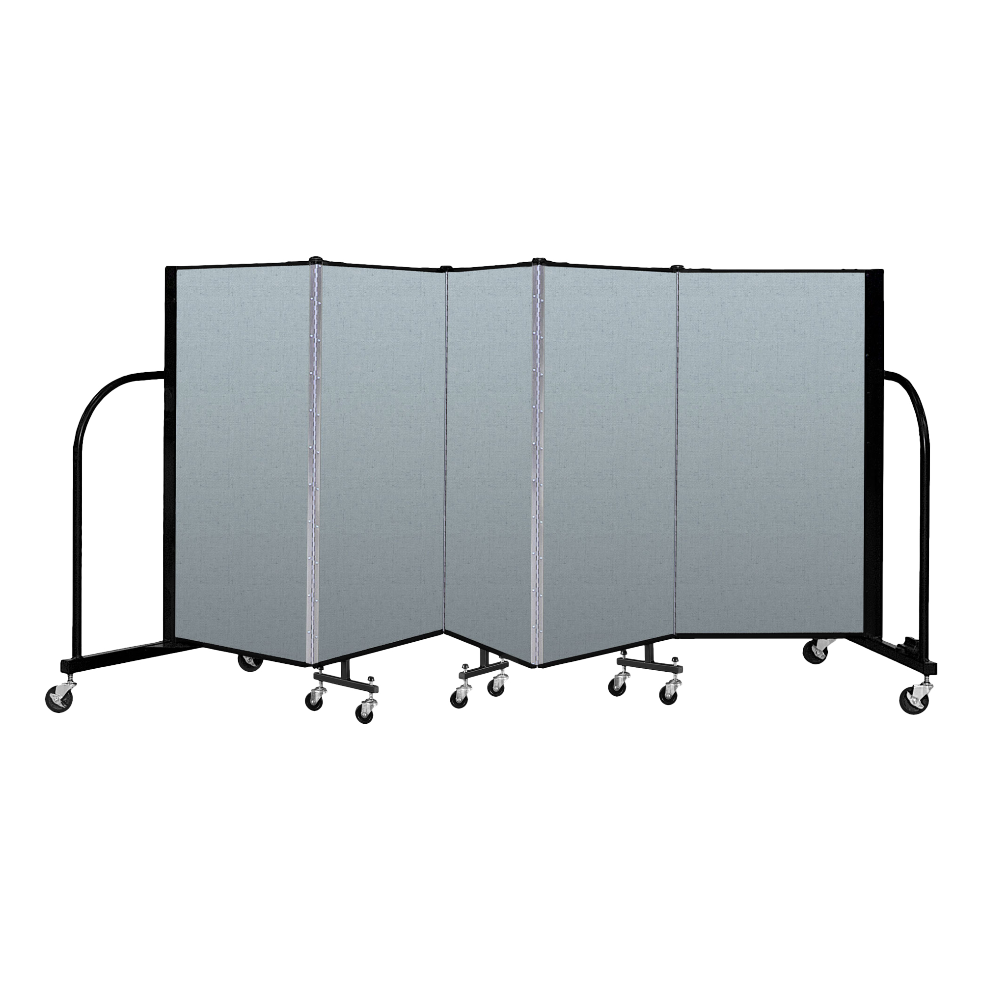 4' H Vinyl Freestanding Portable Partition - 5 Panels (9' 5" L) - Blue Tide