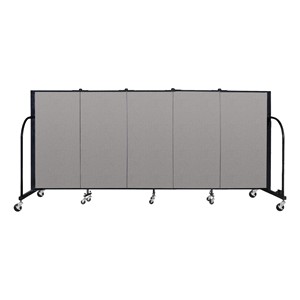4' H Vinyl Freestanding Portable Partition - 5 Panels (9' 5" L) - Granite