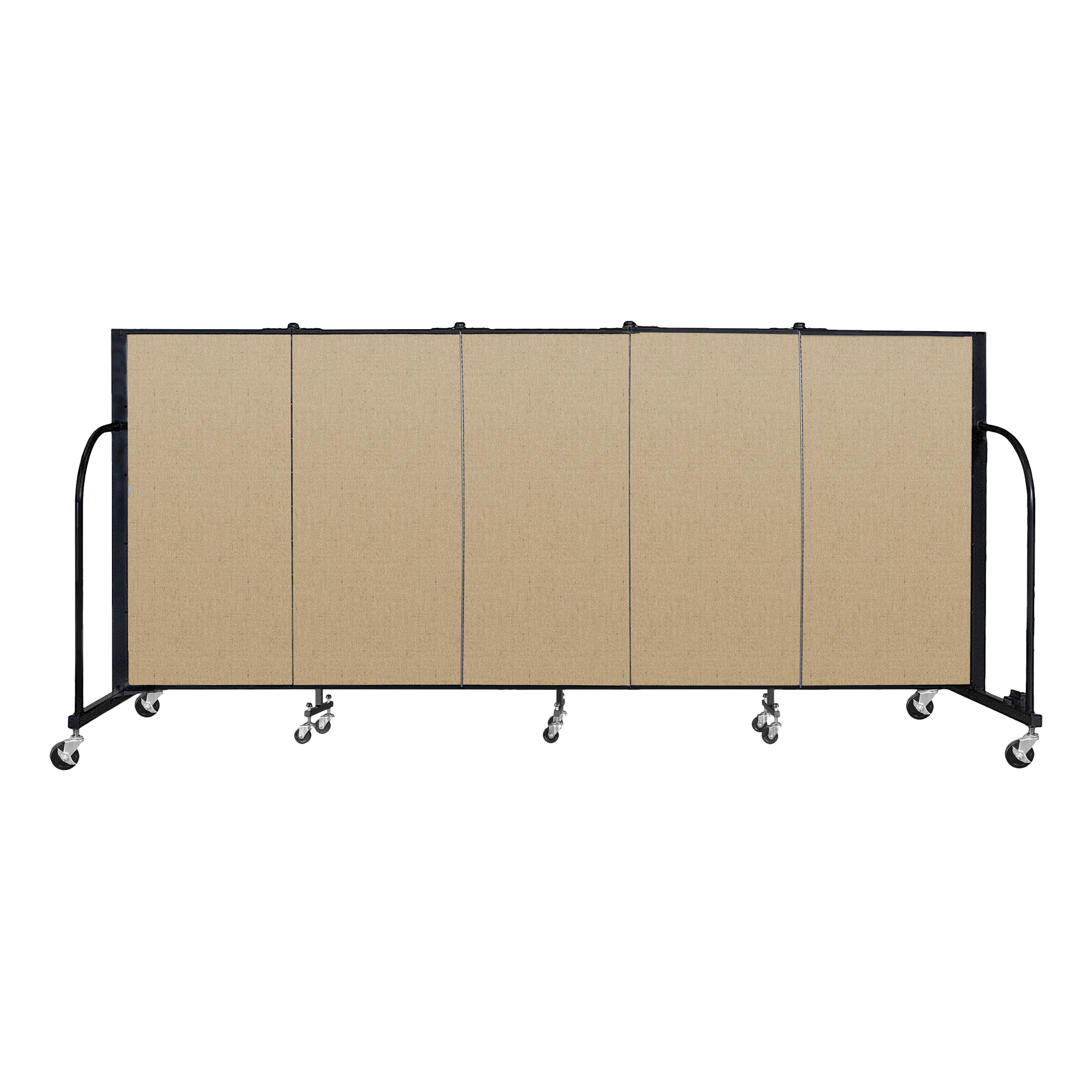 4' H Vinyl Freestanding Portable Partition - 5 Panels (9' 5" L) - Sandalwood