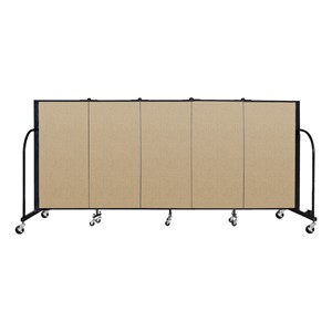 4' H Vinyl Freestanding Portable Partition - 5 Panels (9' 5" L) - Sandalwood