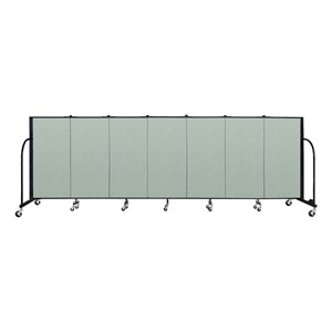 4' H Vinyl Freestanding Portable Partition - 7 Panels (13' 1' L) - Mint