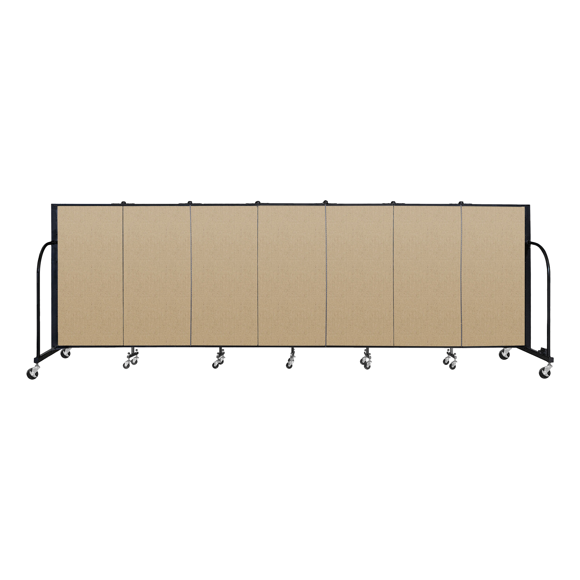 4' H Vinyl Freestanding Portable Partition - 7 Panels (13' 1' L) - Sandalwood