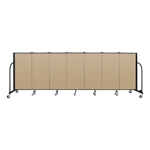 4' H Vinyl Freestanding Portable Partition - 7 Panels (13' 1' L) - Sandalwood