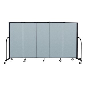 5' H Vinyl Freestanding Portable Partition - 5 Panels (9' 5" L) - Blue Tide