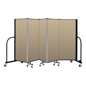 5' H Vinyl Freestanding Portable Partition - 5 Panels (9' 5" L) - Sandalwood