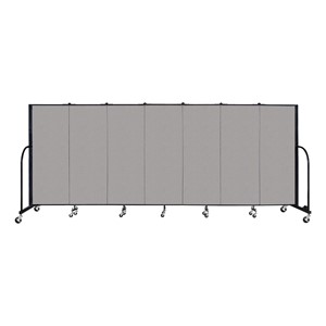 5' H Vinyl Freestanding Portable Partition - 7 Panels (13' 1" L) - Granite