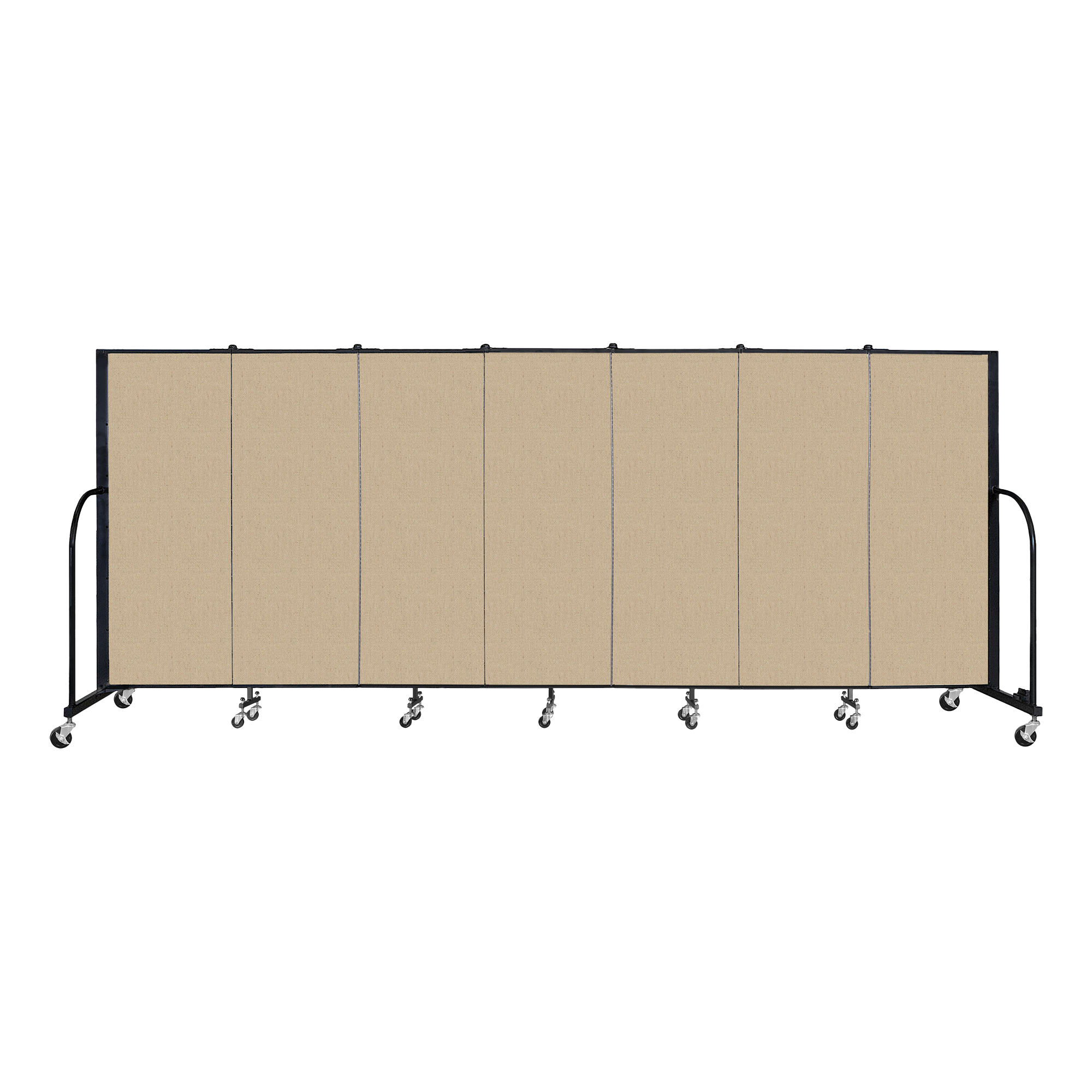 5' H Vinyl Freestanding Portable Partition - 7 Panels (13' 1" L) - Sandalwood