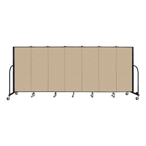 5' H Vinyl Freestanding Portable Partition - 7 Panels (13' 1" L) - Sandalwood
