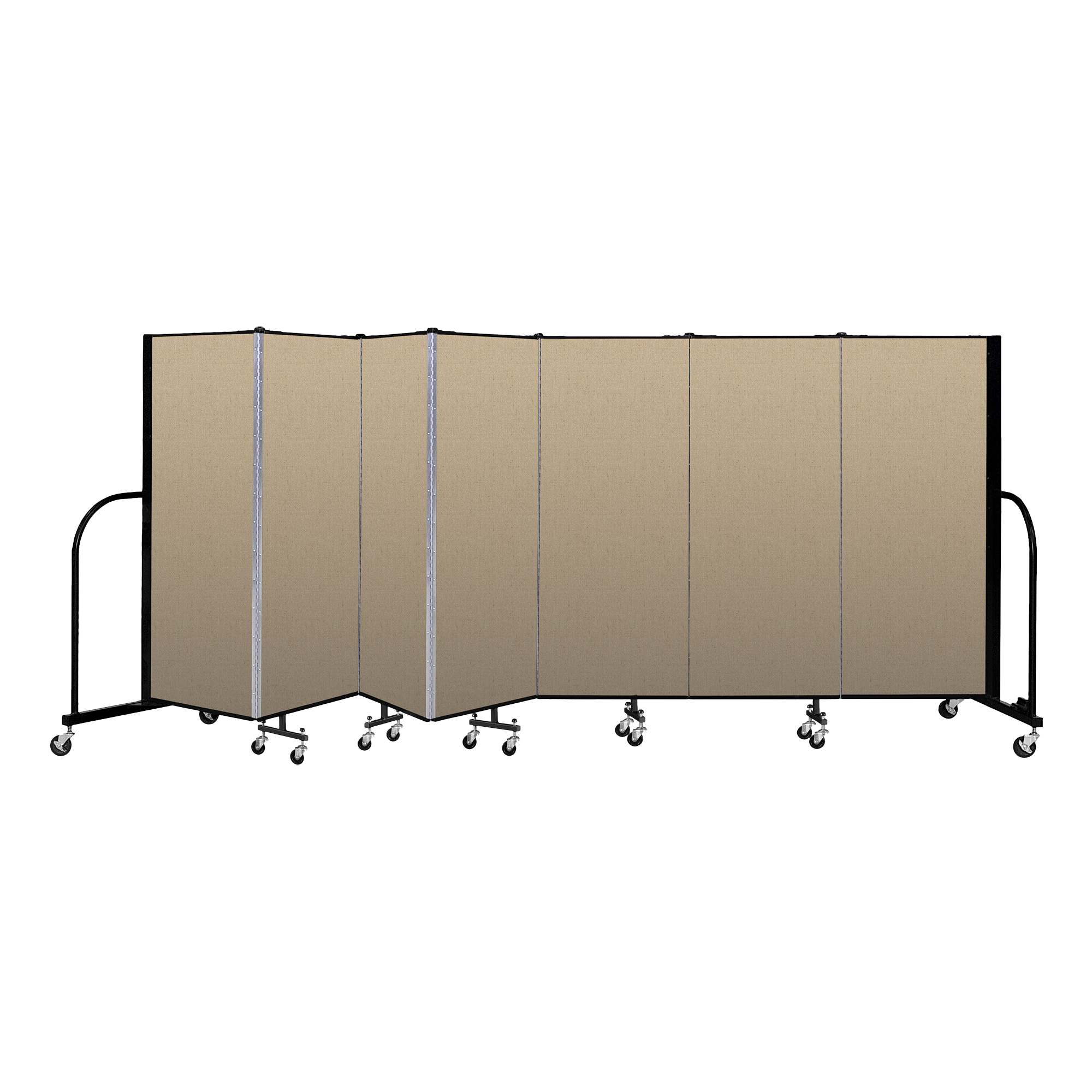 5' H Vinyl Freestanding Portable Partition - 7 Panels (13' 1" L) - Sandalwood