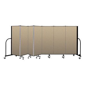 5' H Vinyl Freestanding Portable Partition - 7 Panels (13' 1" L) - Sandalwood