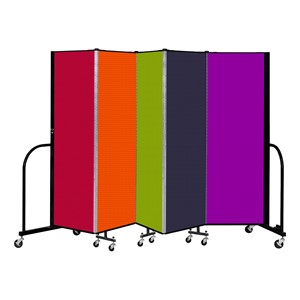 6' H Five Panel Rainbow Freestanding Portable Partition