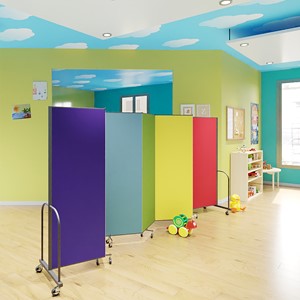 6' H Five Panel Rainbow Freestanding Portable Partition