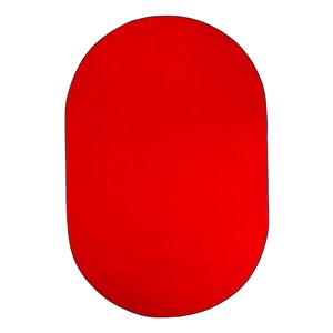Heavy-Duty Solid Color Classroom Rug - Oval (7' 6" W x 12' L) - Rowdy Red