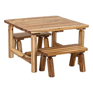 Wooden Activity Table (35”W x 35”D x22”H) and Bench Set