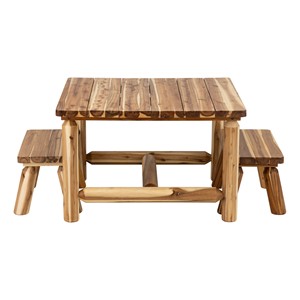 Wooden Activity Table (35”W x 35”D x22”H) and Bench Set