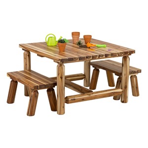 Wooden Activity Table (35”W x 35”D x22”H) and Bench Set
