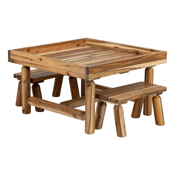 Wooden Activity Table w/Lip (35â W x 35âD x 22âH) and Bench Set