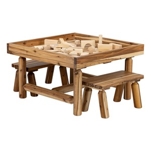 Wooden Activity Table w/Lip (35â W x 35âD x 22âH) and Bench Set