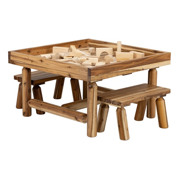 Wooden Activity Table w/Lip (35â W x 35âD x 22âH) and Bench Set