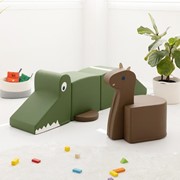 Foam Fawn Stool and Crocodile Bench