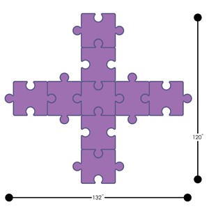 Foam Soft Seating - Puzzle Piece Plus Bench Nine Piece Assorted Set - Dimensions