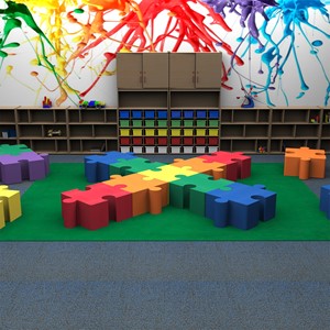 Foam Soft Seating - Puzzle Piece Plus Bench Nine Piece Assorted Set