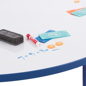 Round Adjustable-Height Mobile Preschool Collaborative Table w/ Whiteboard Top