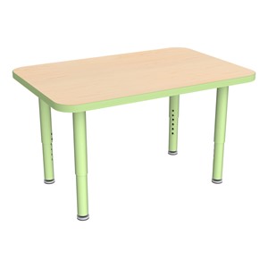 Shapes Accent Series Rectangle Collaborative Table w/ Glides - Maple Top w/ Green Apple Legs