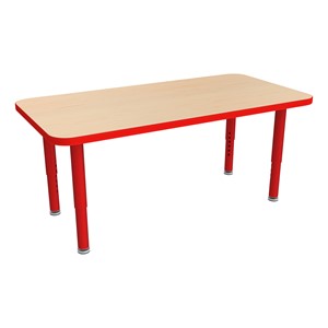 Shapes Accent Series Rectangle Collaborative Table w/ Glides (24" W x 48" L) - Maple Top w/ Red Legs
