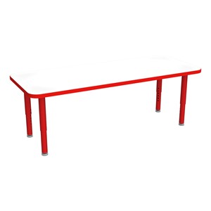 Shapes Accent Series Rectangle Collaborative Table w/ Whiteboard Top & Glides (24" W x 60" L) - Red