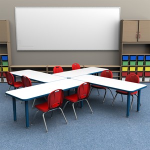 Shapes Accent Series Rectangle Collaborative Tables w/ Whiteboard Top (24" W x 60" L)