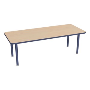 Shapes Accent Series Rectangle Collaborative Table w/ Glides (30" W x 72" L) - Maple Top w/ Navy Legs