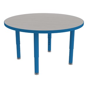 Shapes Accent Series Round Collaborative Table w/ Glides - Cosmic Strandz Top w/ Brilliant Blue Legs